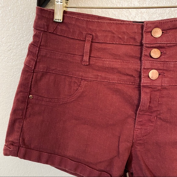 Magenta High Waisted Shorts - Picture 2 of 3